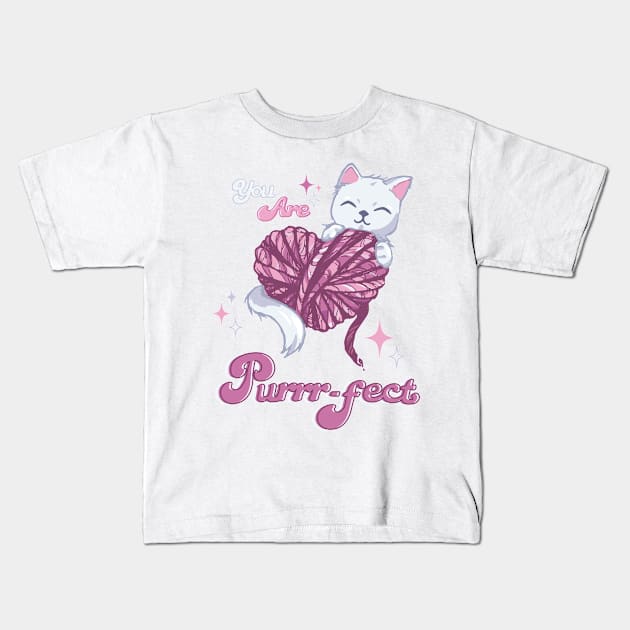 Purrrr-fect Kids T-Shirt by chiselovesong